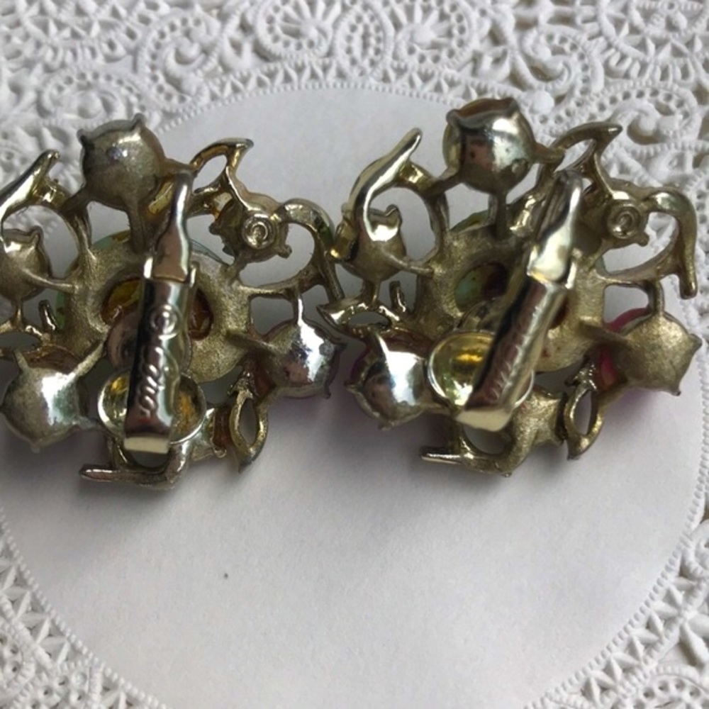 Vintage Jellybean Rhinestone Earrings Coro Costume - Picture 3 of 7